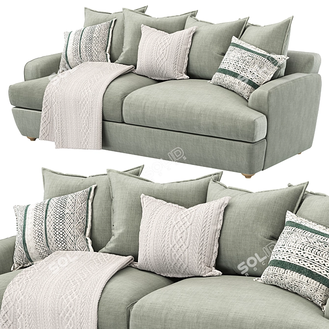 Sage Smooch: Stylish & Spacious Sofa 3D model image 2