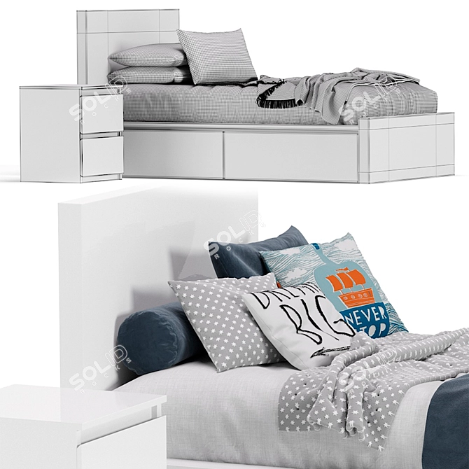 Ikea Malm Single Bed: Sleek and Stylish Sleeping Solution 3D model image 7