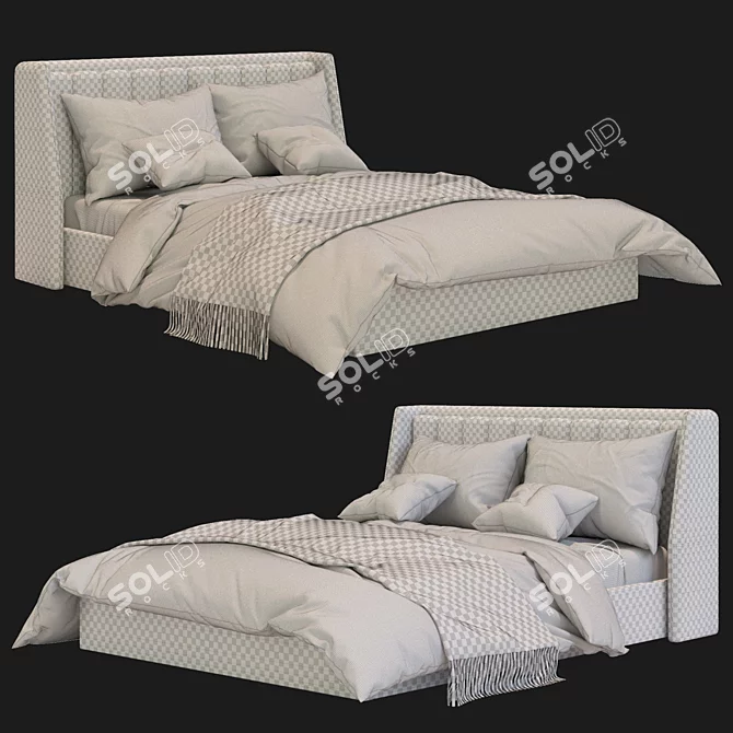 Luxury Velvet Bed: Aalka 3D model image 4