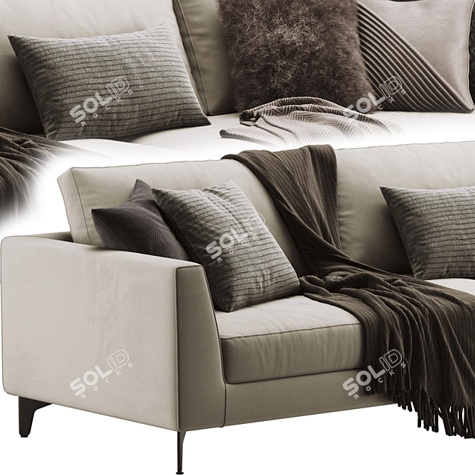 Modern Meridiani Louis Up Sofa 3D model image 2