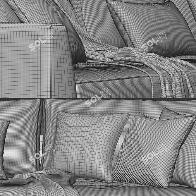 Modern Meridiani Louis Up Sofa 3D model image 4