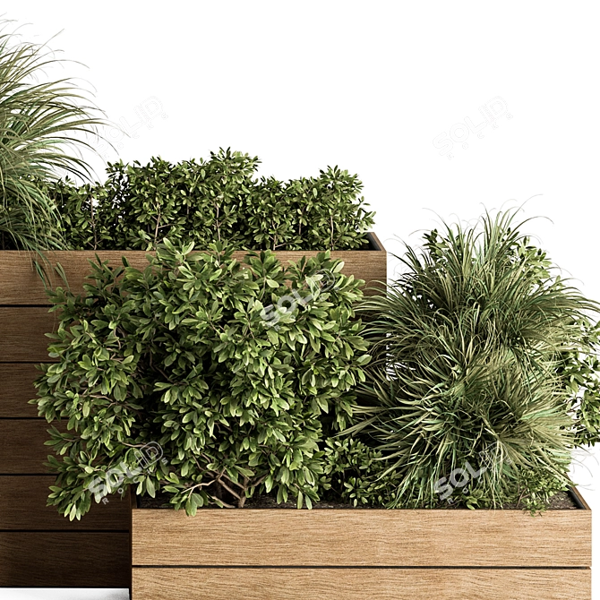 Wooden Outdoor Plant Box Set 3D model image 5