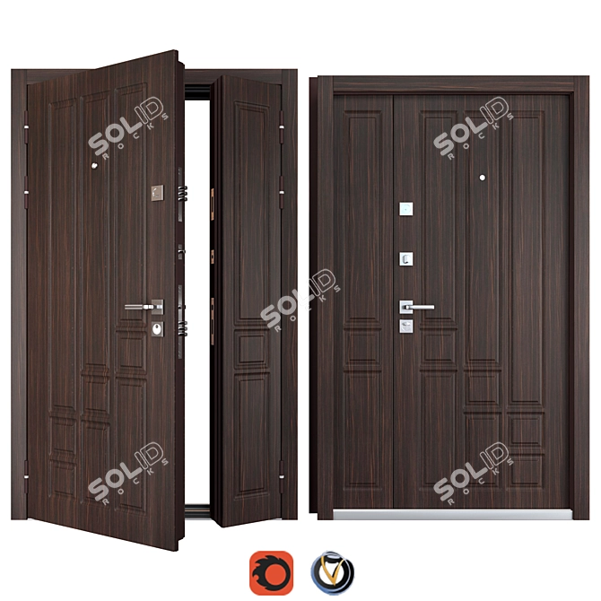 Daiton Favorit Entrance Metal Door - 1200x2050mm, Kale Locks 3D model image 1