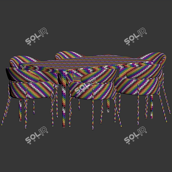 Elegant Marble Dining Set 3D model image 4