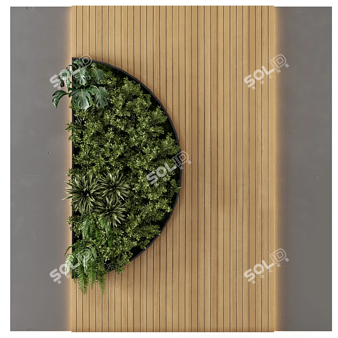 Wooden Base Vertical Garden: Set 526 3D model image 1