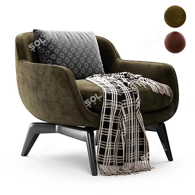 Elegant BELT Fabric Armchair 3D model image 1
