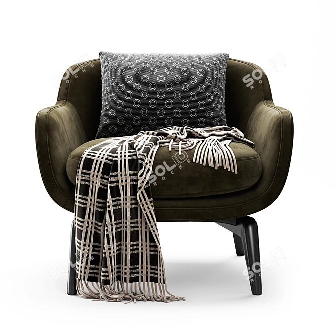 Elegant BELT Fabric Armchair 3D model image 2