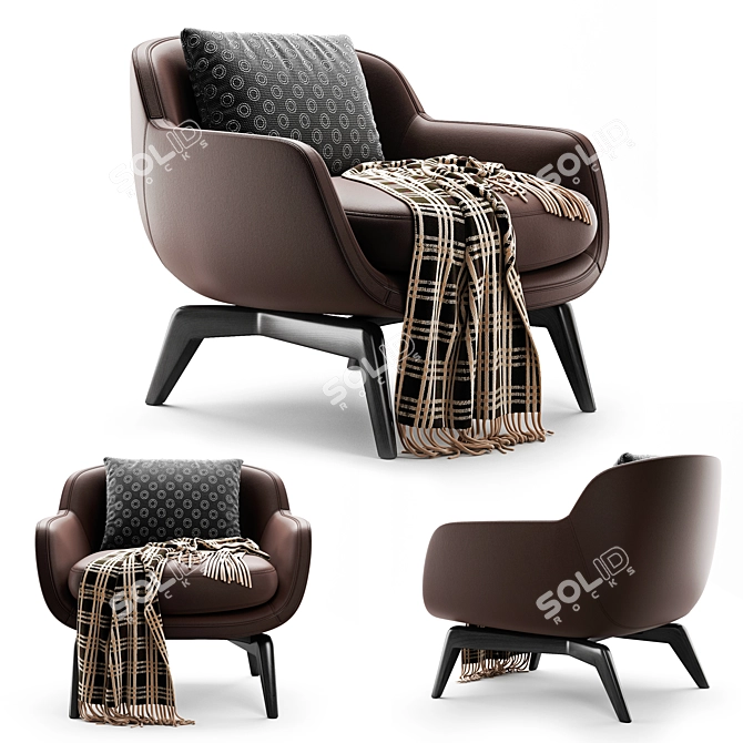 Elegant BELT Fabric Armchair 3D model image 4