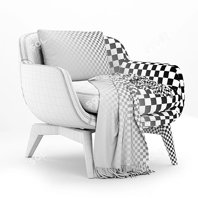 Elegant BELT Fabric Armchair 3D model image 5