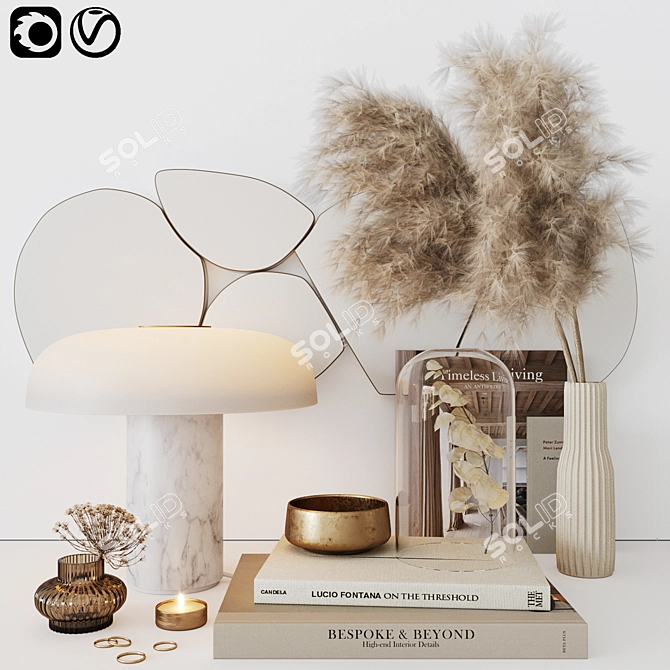 Elegant Decor Collection: Art, Vases, Books 3D model image 1