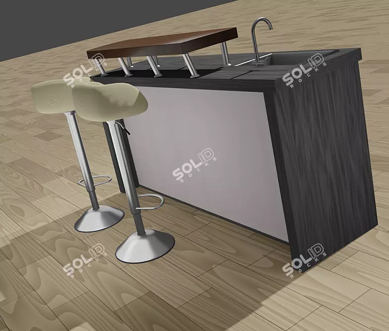 Brick Texture Bar Table Set 3D model image 3