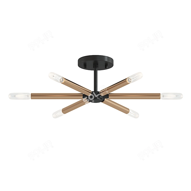 Elegant 6-Light Semi Flush Mount 3D model image 1