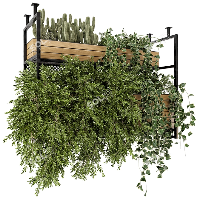 Metal Box Hanging Plants - Set 527 3D model image 1