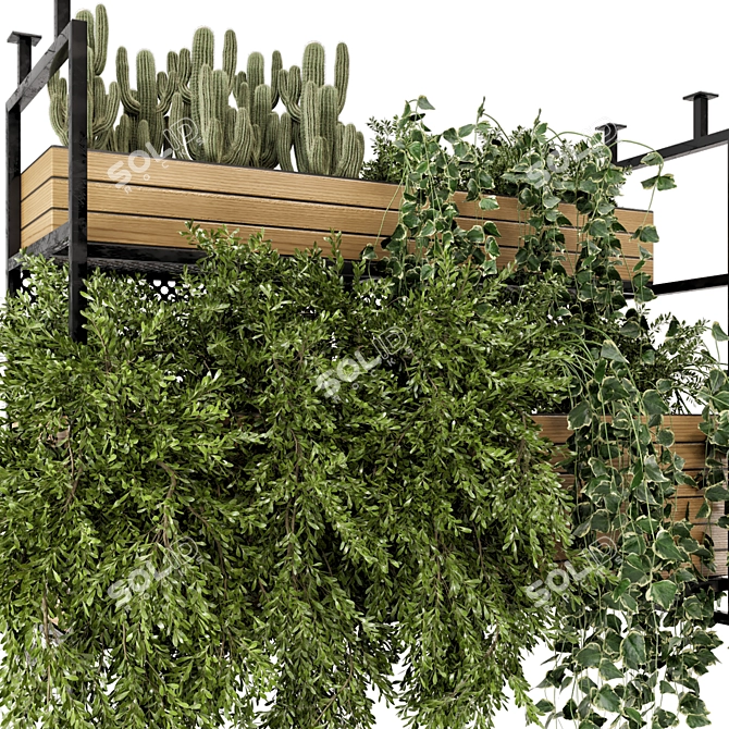 Metal Box Hanging Plants - Set 527 3D model image 2