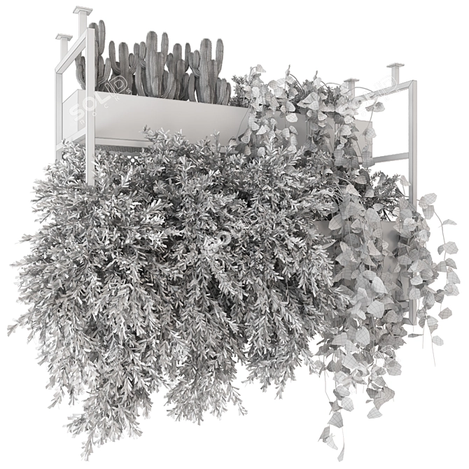 Metal Box Hanging Plants - Set 527 3D model image 7