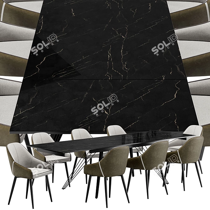 Elegant Gladys Dining Chair & Pandora Table 3D model image 3