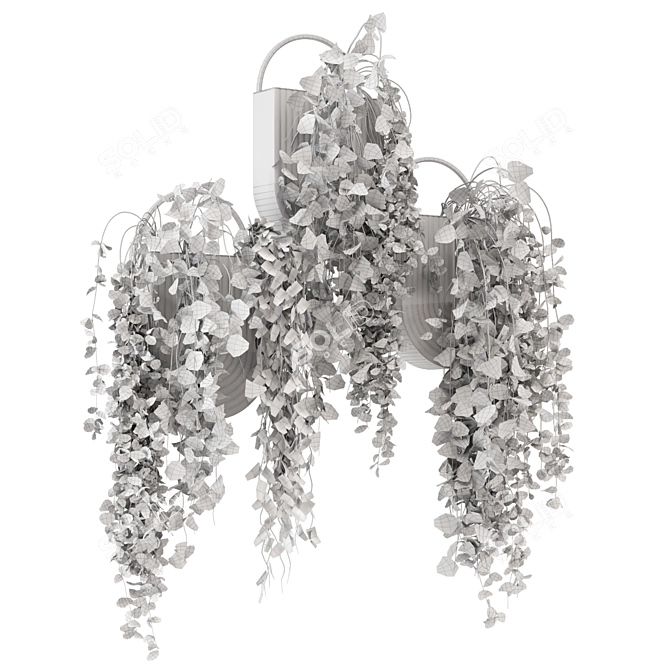 Concrete Pot Hanging Plants - Set 528 3D model image 7