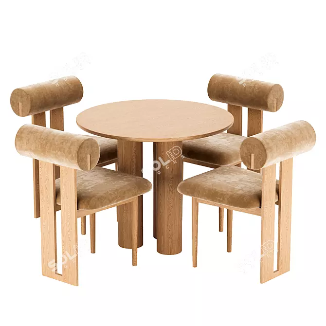 Hippo Chair Dining Set 3D model image 2