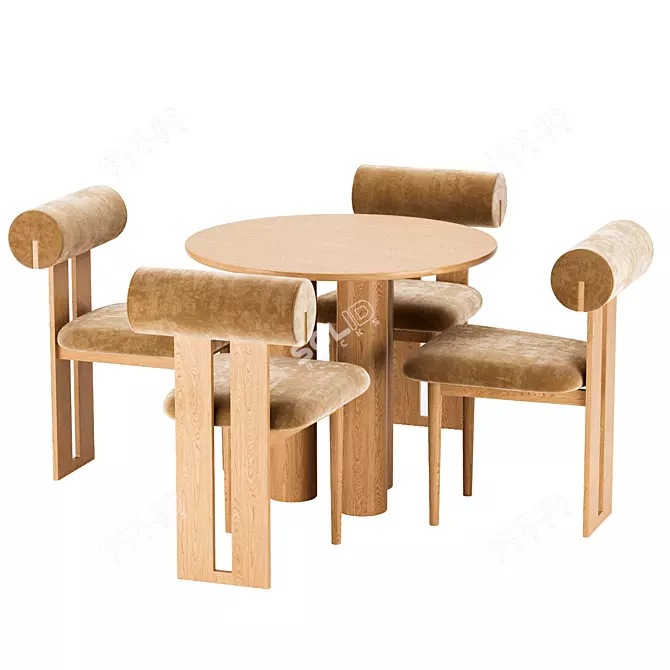 Hippo Chair Dining Set 3D model image 3