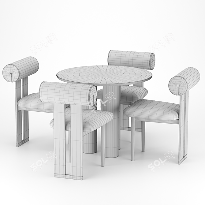 Hippo Chair Dining Set 3D model image 1