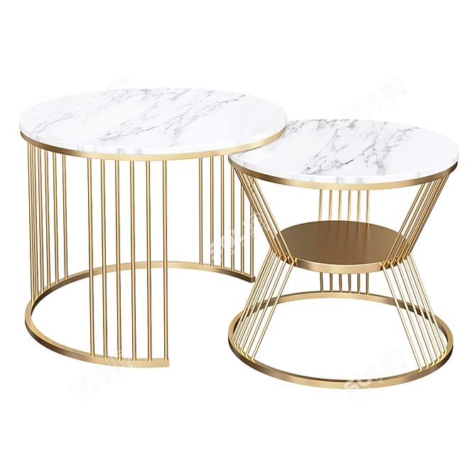 Elegant Carara Marble Coffee Table 3D model image 1