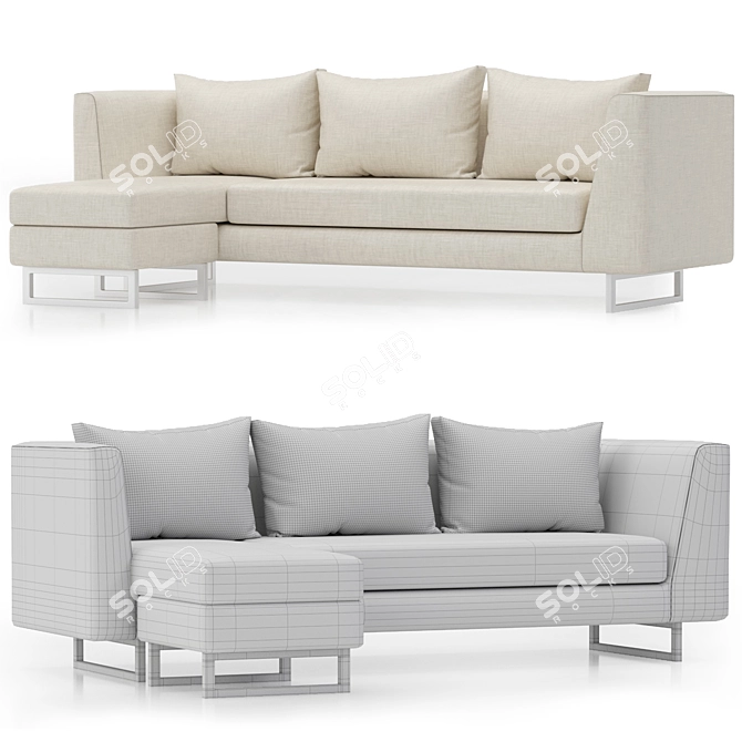 Elegant Matthew Sectional Sofa 3D model image 2