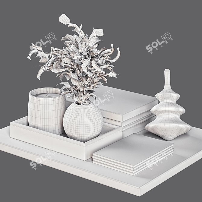 Elegant Decor Set: Books & Bouquet 3D model image 3