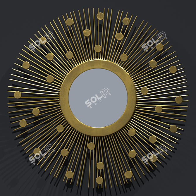 Title: Vintage Sunburst Mirror 3D model image 2