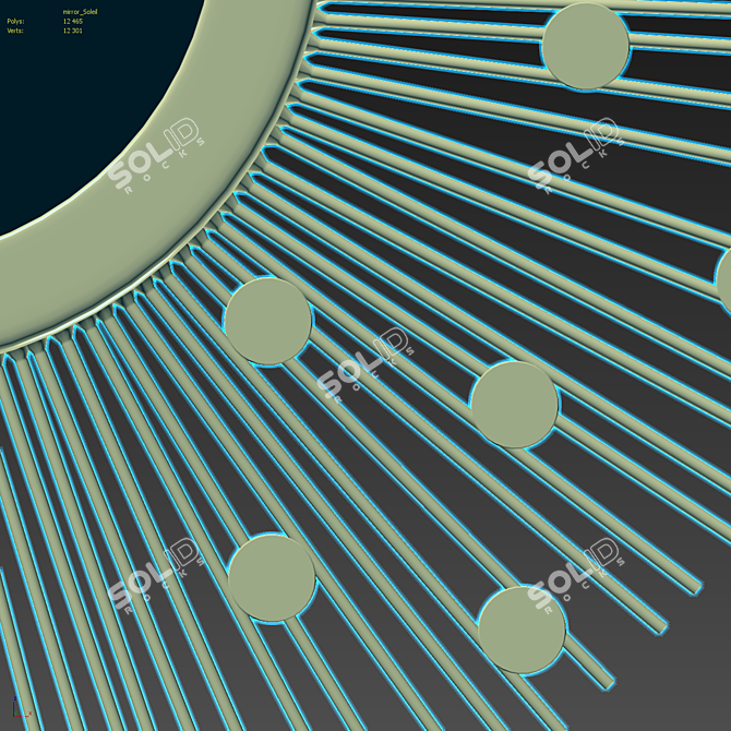 Title: Vintage Sunburst Mirror 3D model image 3