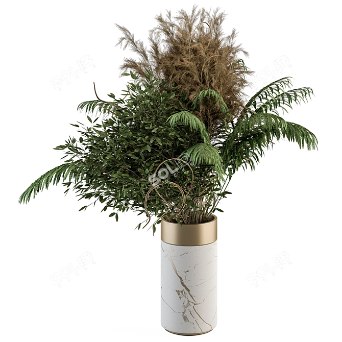 Mixed Branches Bouquet in Stone Vase 3D model image 1