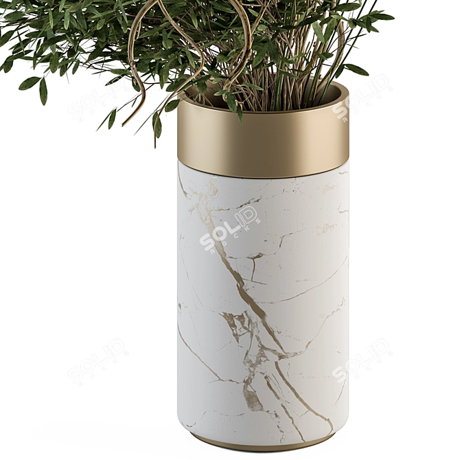 Mixed Branches Bouquet in Stone Vase 3D model image 3