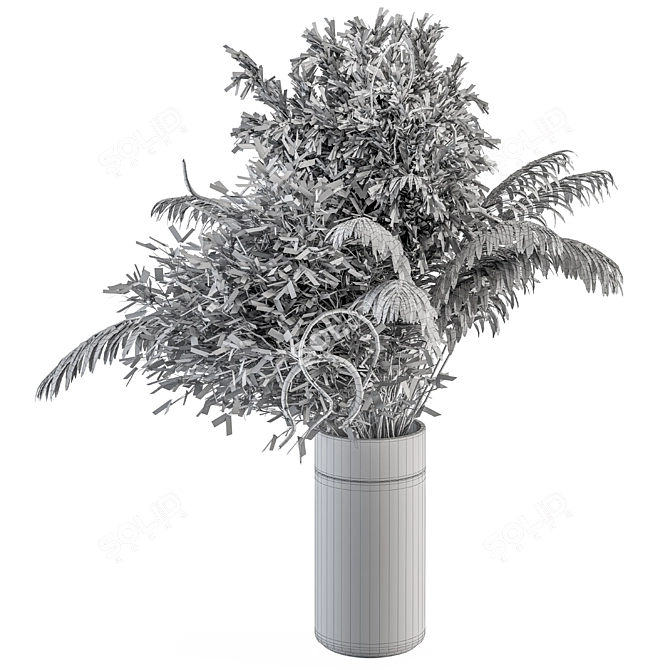 Mixed Branches Bouquet in Stone Vase 3D model image 4