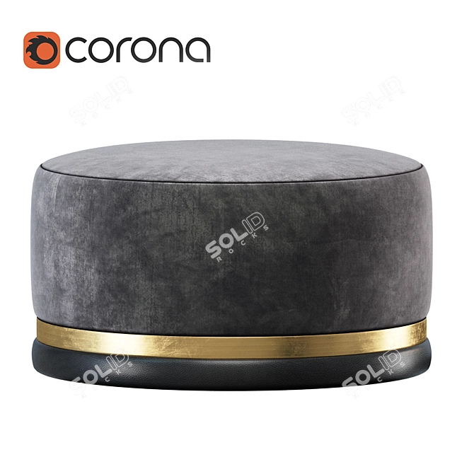 Edson Round Leather Pouf 3D model image 1