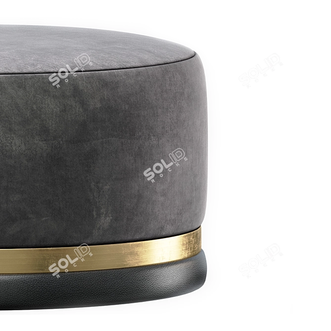 Edson Round Leather Pouf 3D model image 2