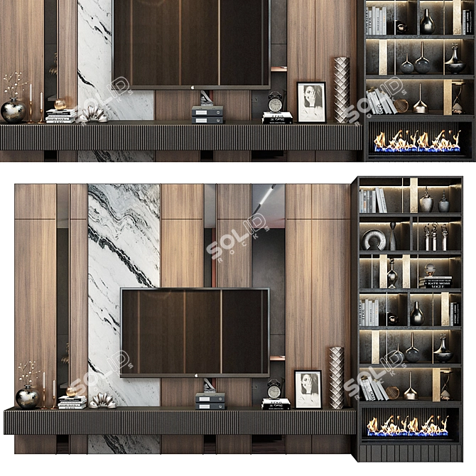 Modern TV Wall Decor Shelf 3D model image 1