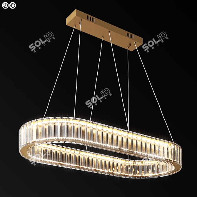 Elegant Oval Crystal Chandelier 3D model image 2