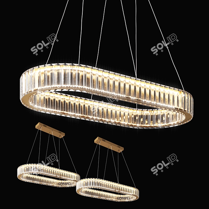 Elegant Oval Crystal Chandelier 3D model image 4