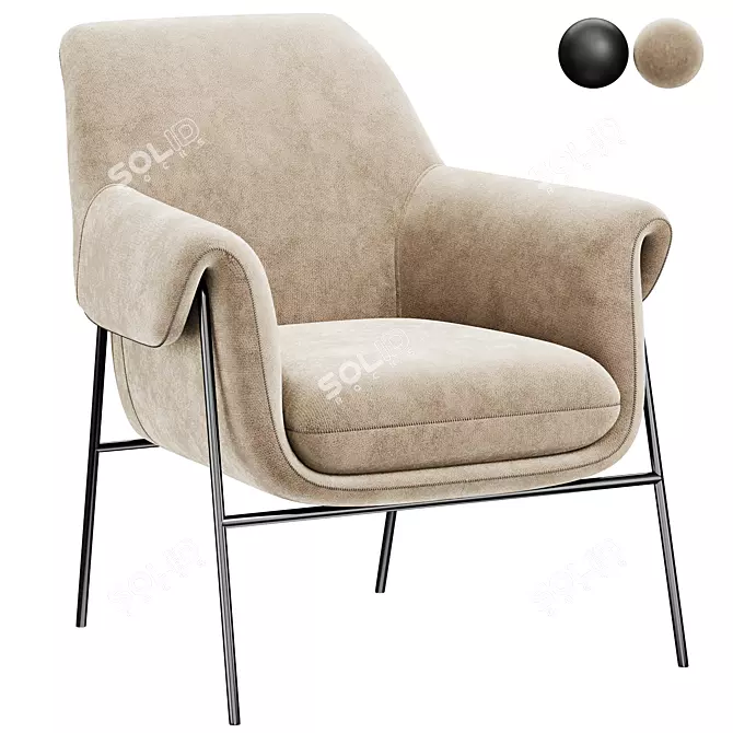 Contemporary Leather Club Chair 3D model image 2