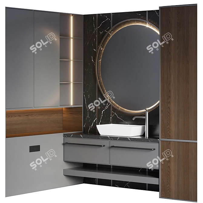 Modern Bathroom Furniture Set 3D model image 1