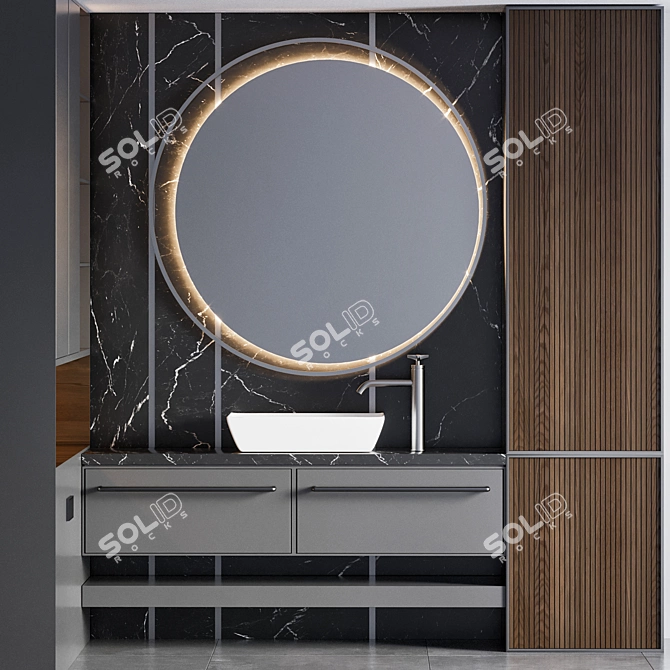 Modern Bathroom Furniture Set 3D model image 2