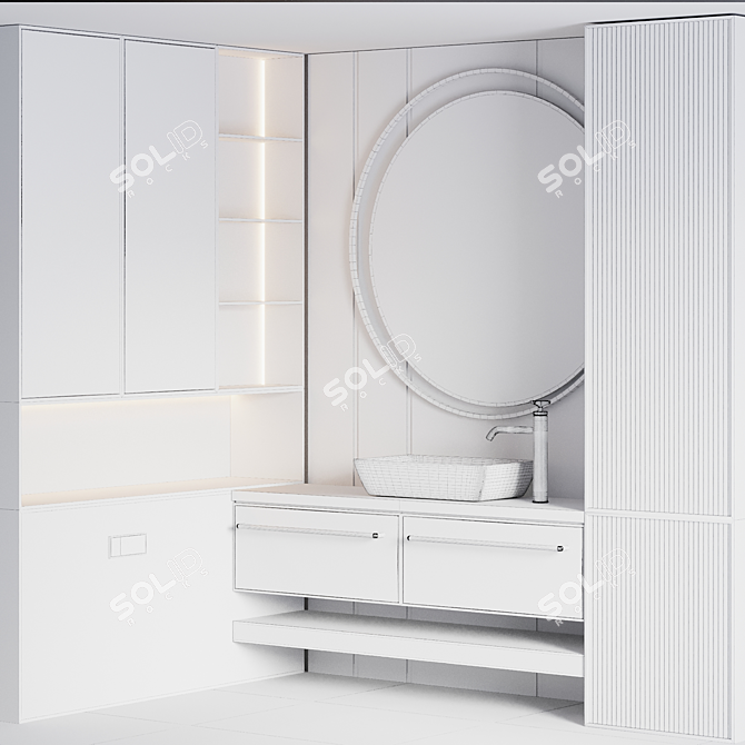 Modern Bathroom Furniture Set 3D model image 4