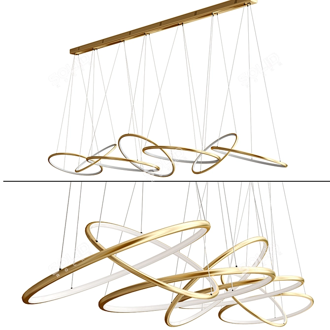 Gilded Ring Connection Chandelier 3D model image 1