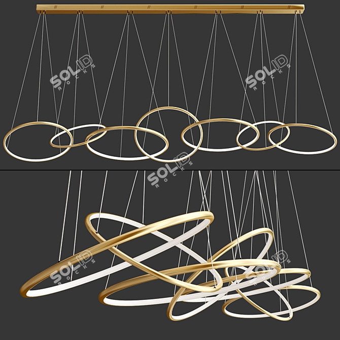 Gilded Ring Connection Chandelier 3D model image 4
