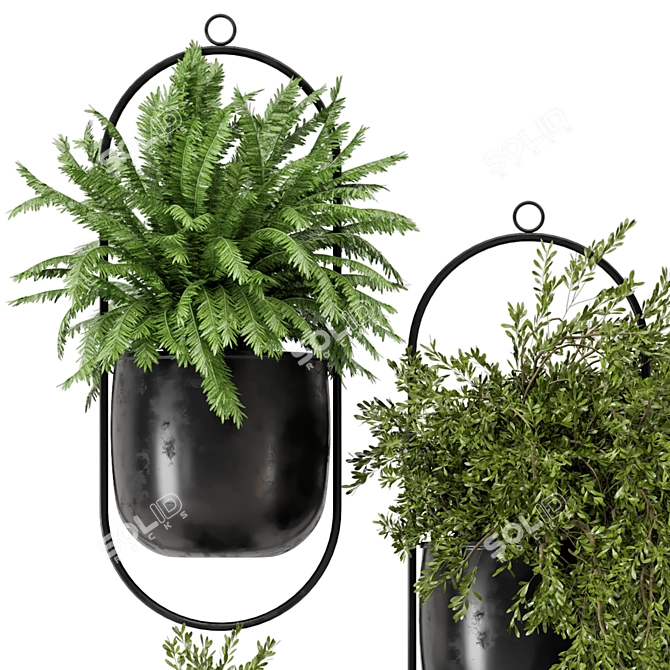 Modern Metal Hanging Plant Set 3D model image 4