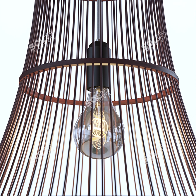 Rustic Bamboo Pendant Light 3D model image 4