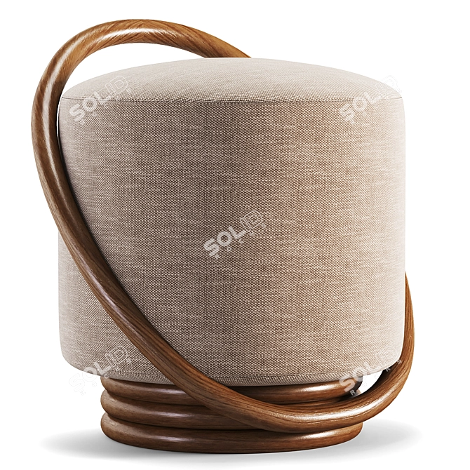 SMILE Round Fabric Pouf: Stylish and Versatile 3D model image 1