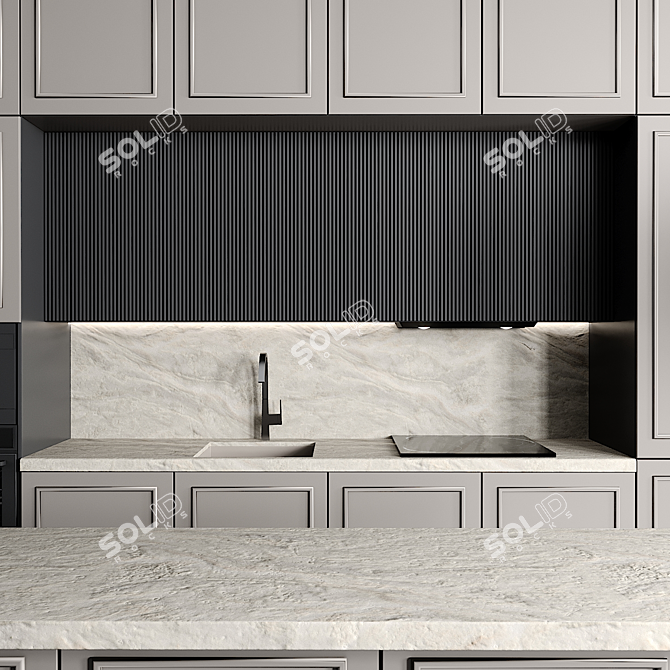 Modern Kitchen Design Set 3D model image 3