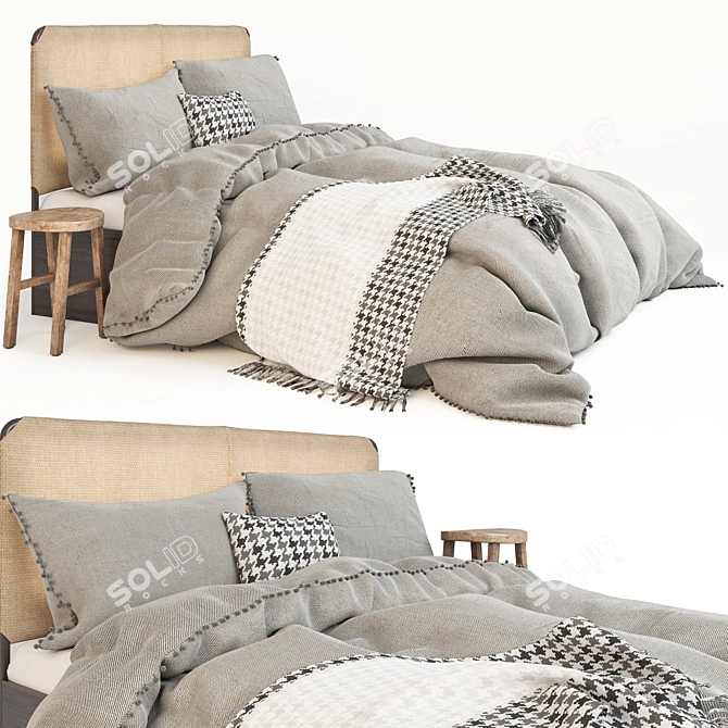 Modern West Elm Queen Bed 3D model image 4