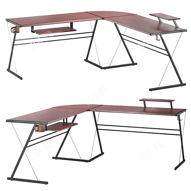 Modern L-shaped Desk: Cubi Cubi 3D model image 1