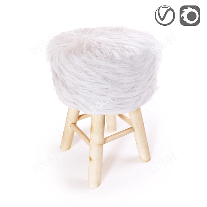 Modern White Round Stool 3D model image 1